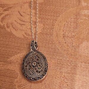 NWT Sterling Silver Tigers Eye and Marcasite Necklace